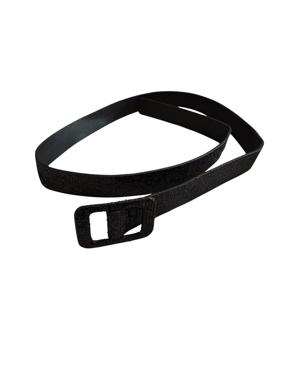 Black Textured Glam Belt with Rectangular Buckle
